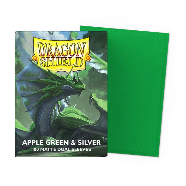 Dragon Shield Card Sleeves - Dual Matte Apple Green & Silver