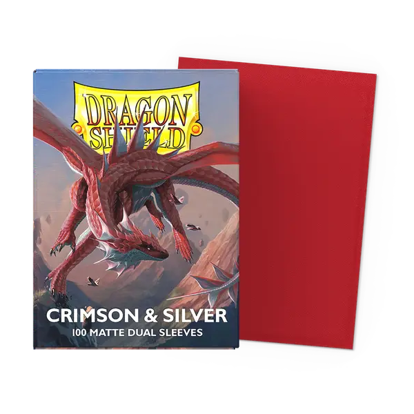 Dragon Shield Card Sleeves - Dual Matte Crimson & Silver