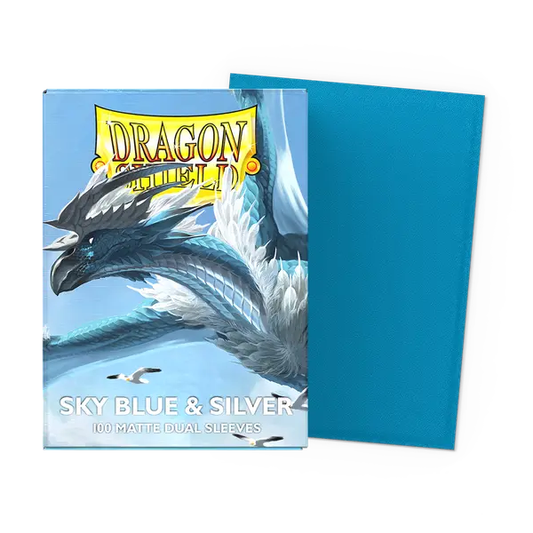 Dragon Shield Card Sleeves - Dual Matte Sky Blue & Silver