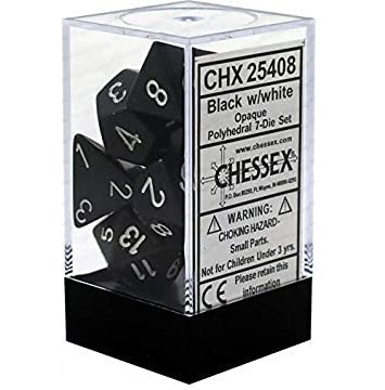 Chessex: 7-Die Set Opaque (Black/White)