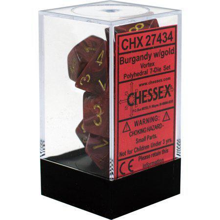 Chessex: 7-Die Set Vortex (Burgundy/Gold)