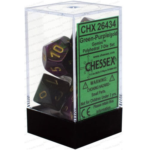 Chessex: 7-Die Set Gemini (Green-Purple/Gold)