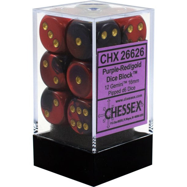 Chessex: 16mm Gemini (Purple-Red/Gold)