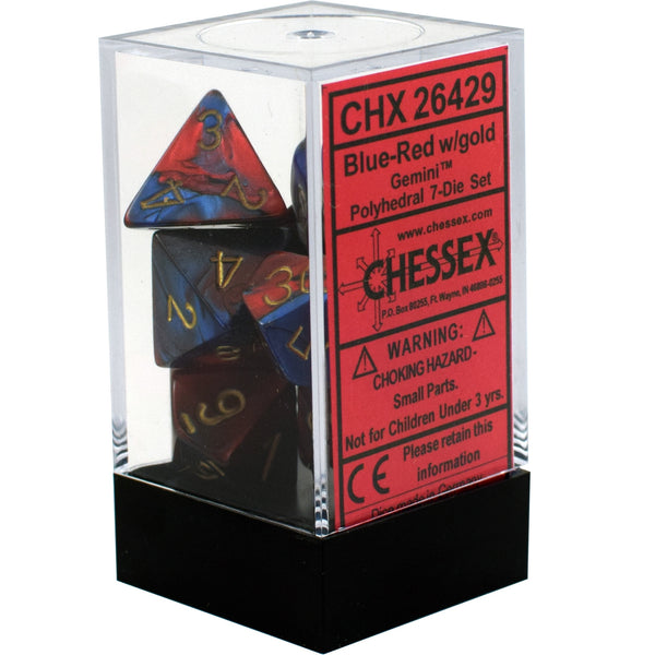 Chessex: 7-Die Set Gemini (Blue-Red/Gold)