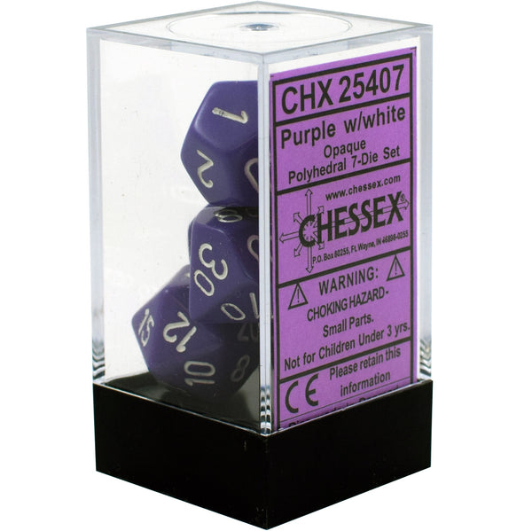 Chessex: 7-Die Set Opaque (Purple/White)