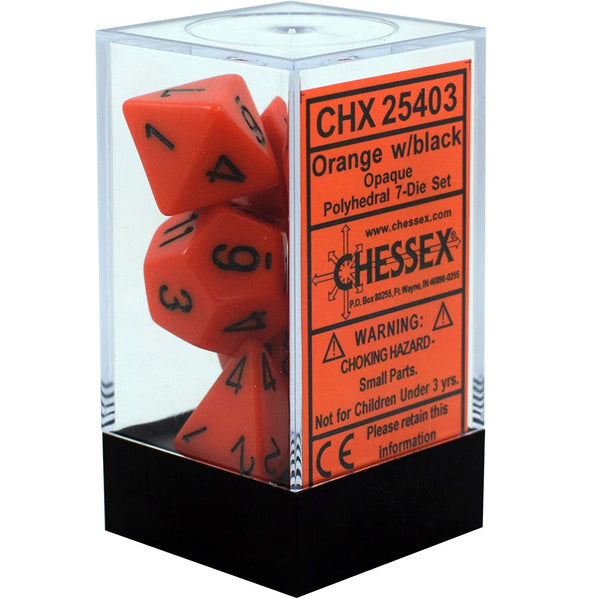 Chessex: 7-Die Set Opaque (Orange/Black)