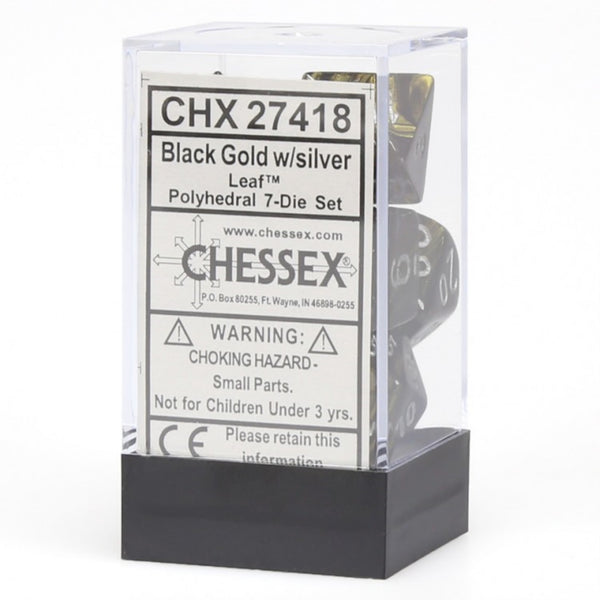 Chessex: 7-Die Set Leaf (Black-Gold/Silver)