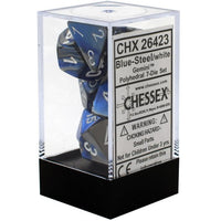 Chessex: 7-Die Set Gemini (Blue-Steel/White)