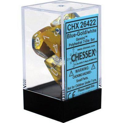Chessex: 7-Die Set Gemini (Blue-Gold/White)