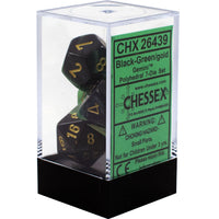 Chessex: 7-Die Set Gemini (Black-Green/Gold)