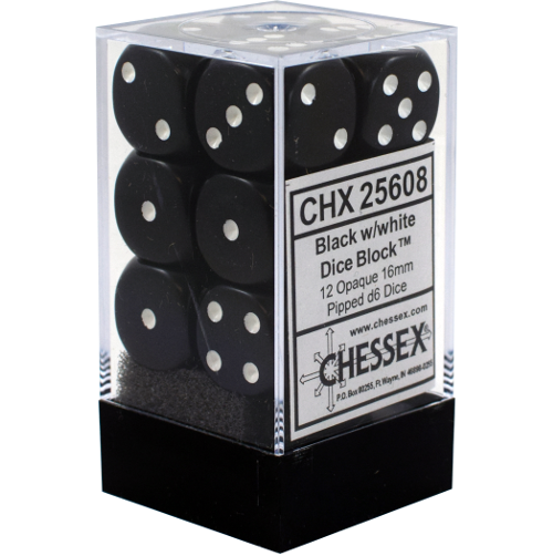Chessex: 16mm Opaque (Black/White)