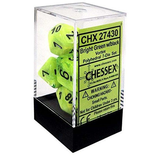 Chessex: 7-Die Set Vortex (Bright Green/Black)