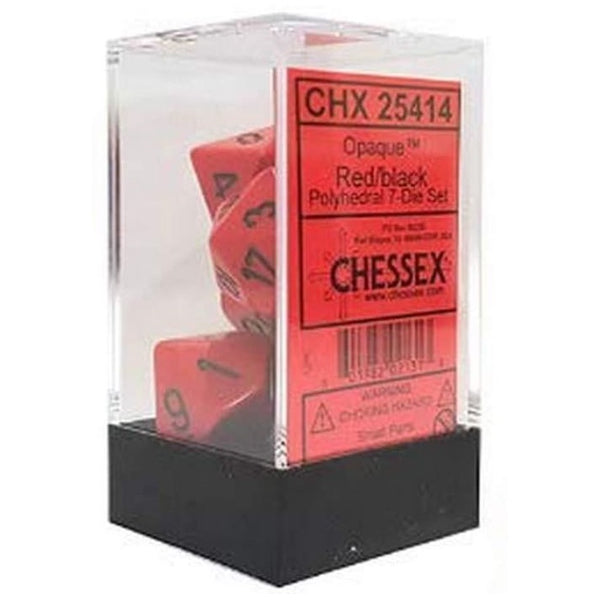 Chessex: 7-Die Set Opaque (Red/Black)