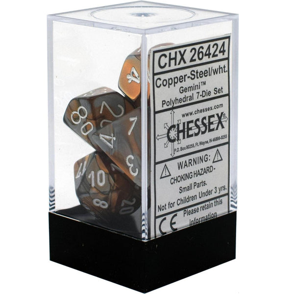 Chessex: 7-Die Set Gemini (Copper-Steel/White)