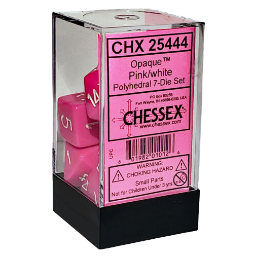 Chessex: 7-Die Set Opaque (Pink/White)
